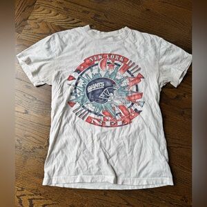 Team Apparel White Tee with Red and Blue Graphics. NY Giants!